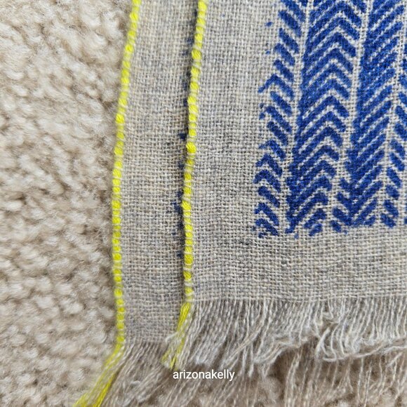 NWOT Inouitoosh Wool Scarf Blue Wood Grain Tree Bark - Picture 12 of 13